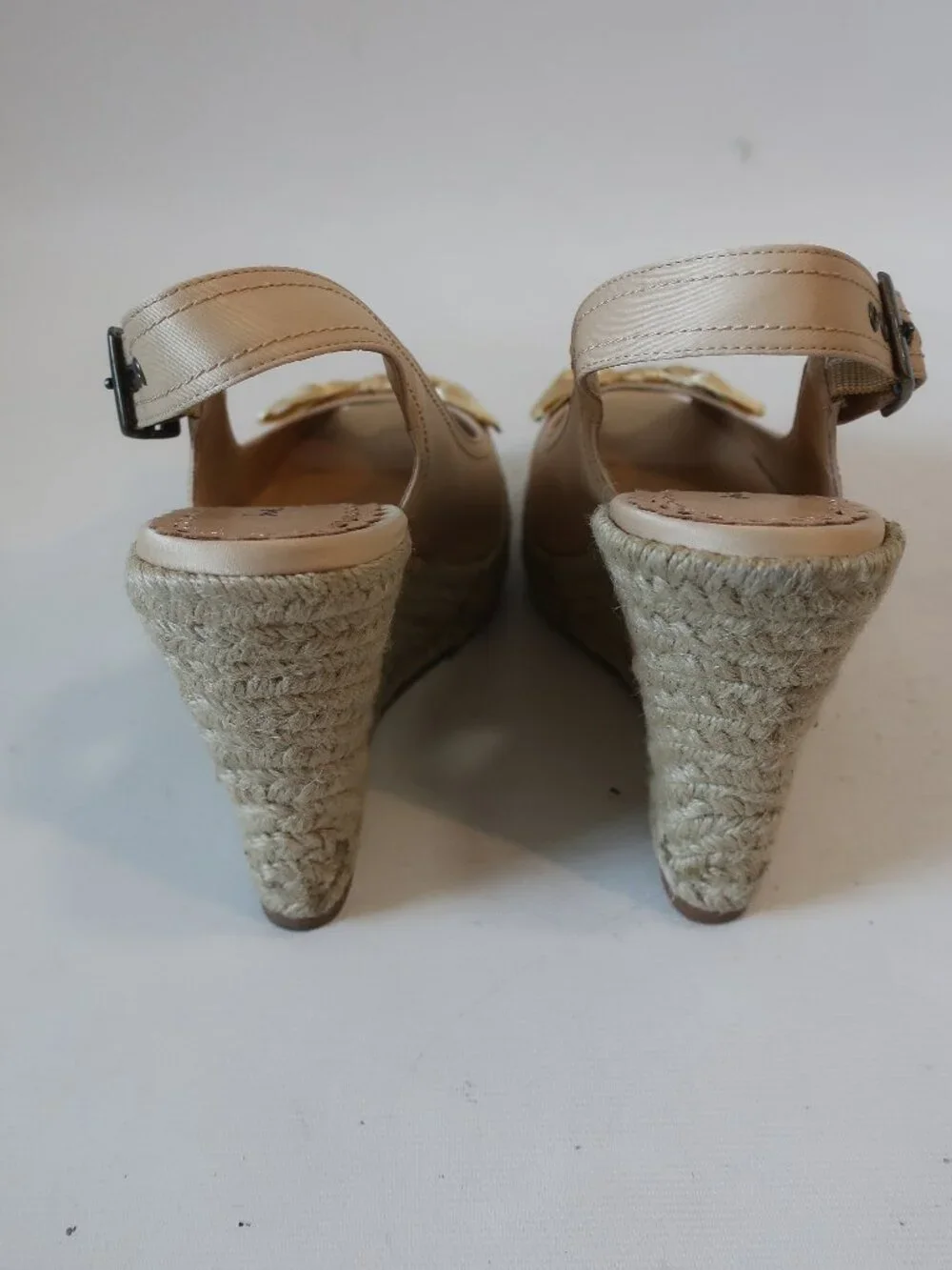 NWOB Boutique x Nordstrom Pale Gold Trina Fabric Satin Bow Espadrille Wedge 7.5N
